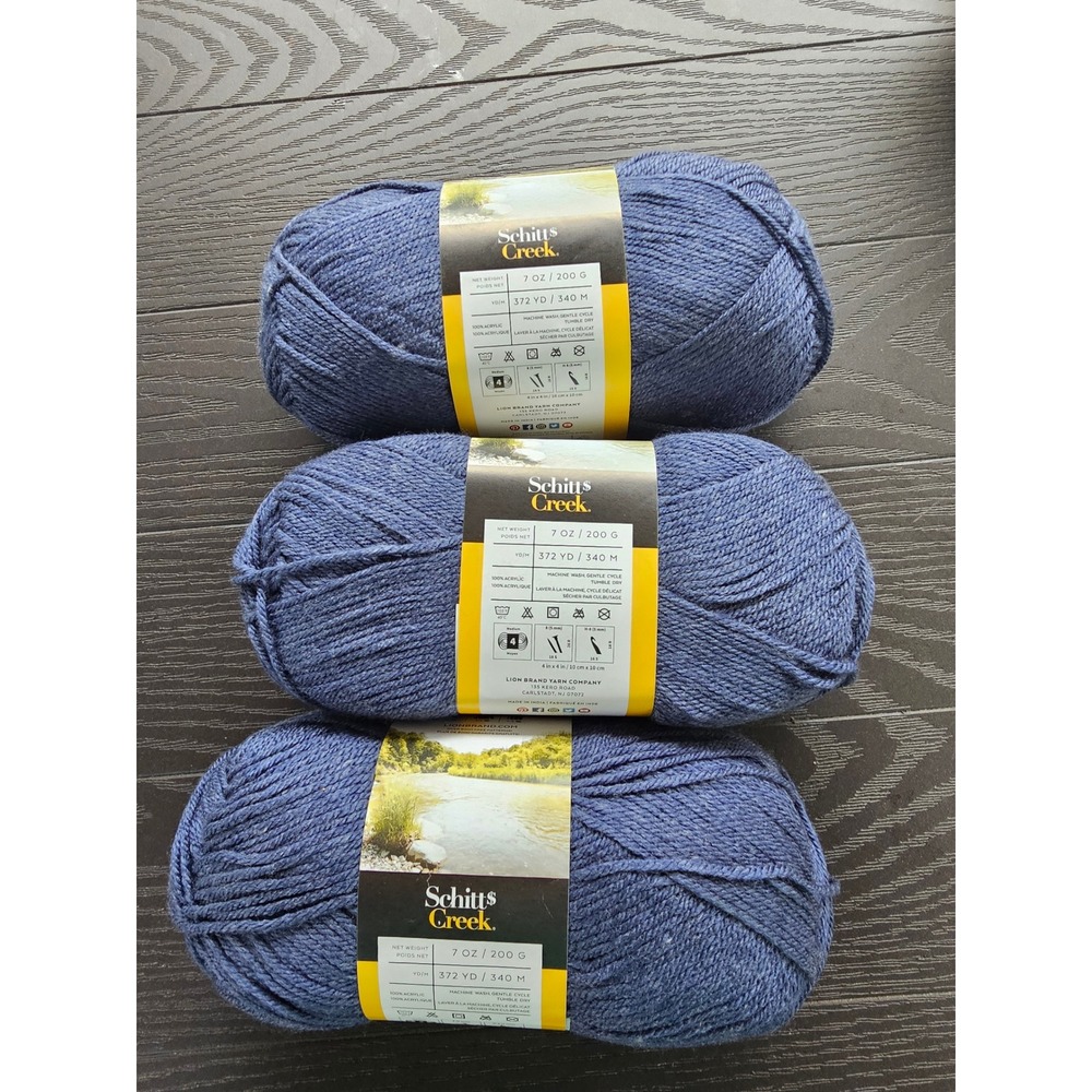 Lion Brand Schitts Creek Yarn Bobs Garage 406P Blue Worsted 7oz‎ 3 Skeins Lot 02
